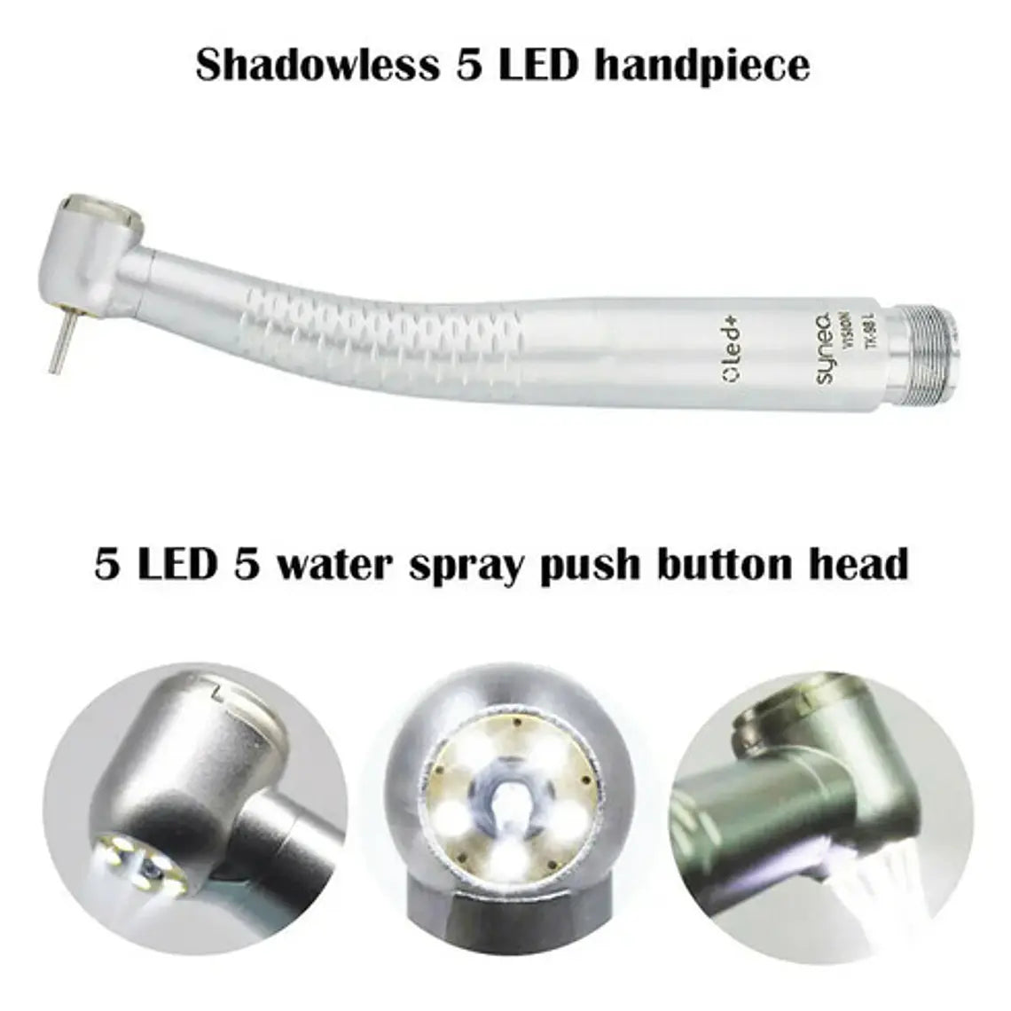 Turbina Dental Push Única 5 Led En Cabezal Premium Pacard Color Plateado Midwest 10