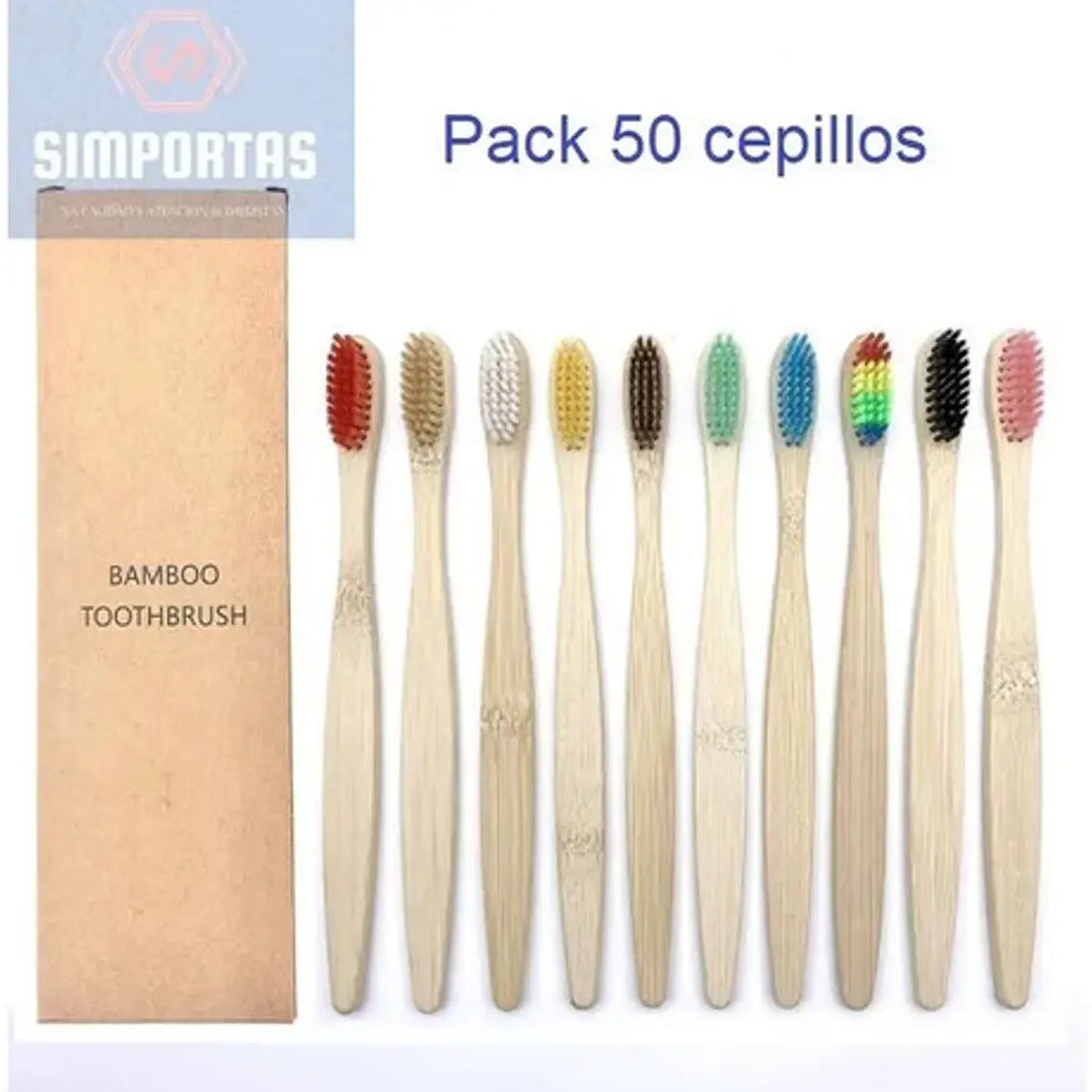 Pack 50 Cepillos De Dientes De Bambú Ecológico Calidad Stgo 2