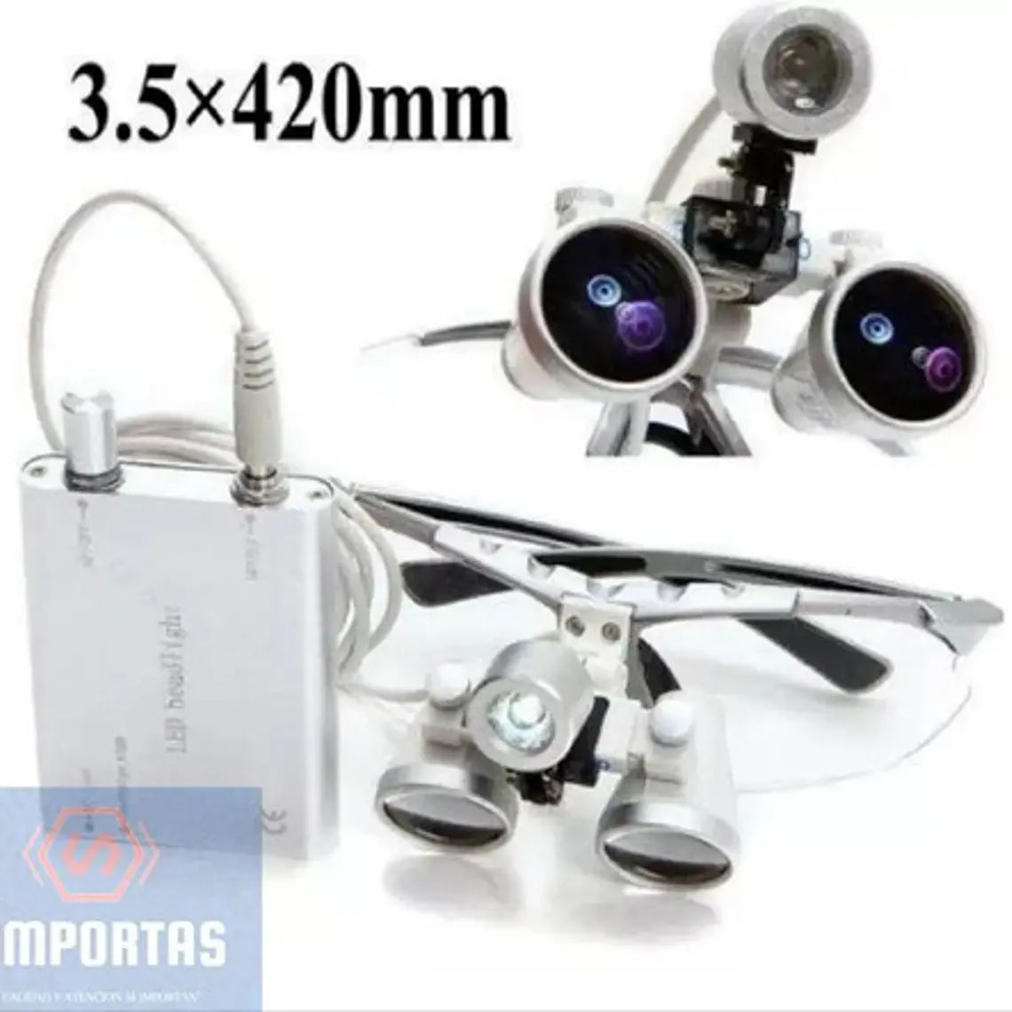 Lupas Binoculares Quirúrgicas 3.5 X 420 Luz Led Santiago 3