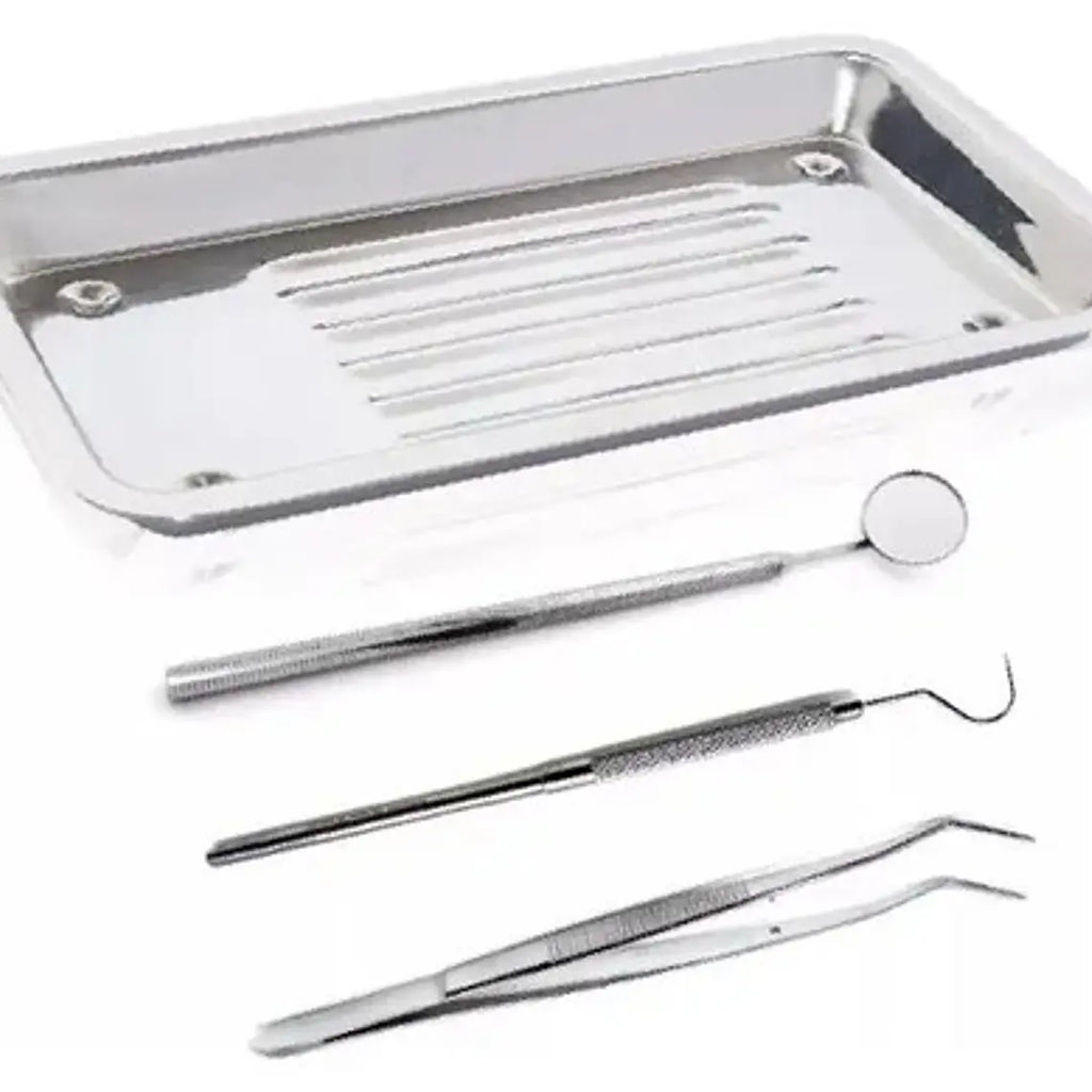 Set De Examen Dental Con Bandeja Acero Completo Calidad 5