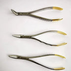 Set 3 Forcep Extracción Raíces Dentales Pacard Mango Dorado 6
