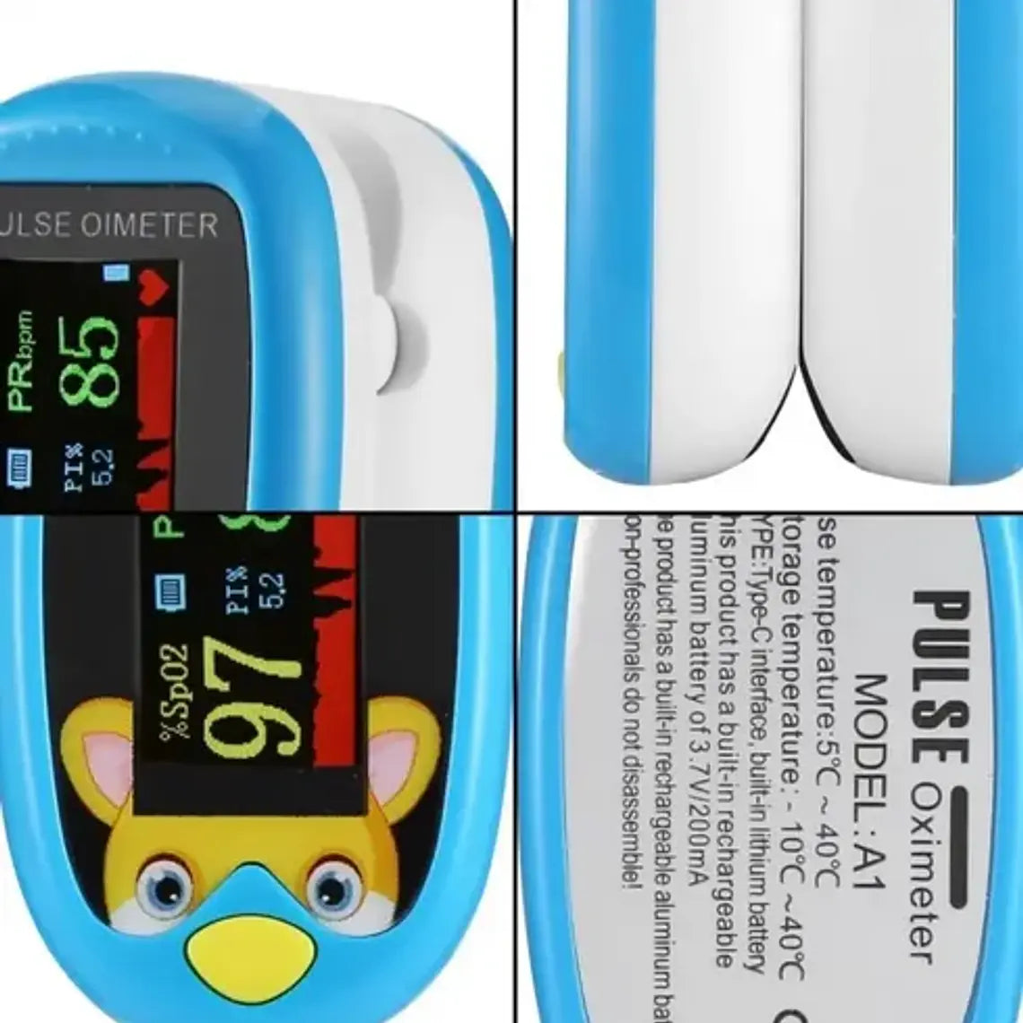 Oximetro De Pulso Usb Pediátrico Saturómetro Recargable  17