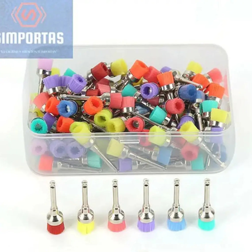 Pack 100 Escobillas Profilaxis Dental Colores En Caja / Flex 3
