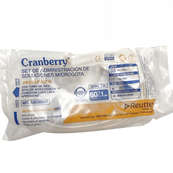 BAJADA DE SUERO MICROGOTEO/ EQUIPO  DE INFUSION S/V C/Y L/LOCK PEDIATRICO - CRANBERRY