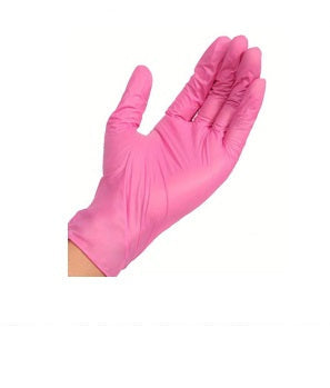 GUANTES DE NITRILO ROSADO CAJA X 100 UN.
