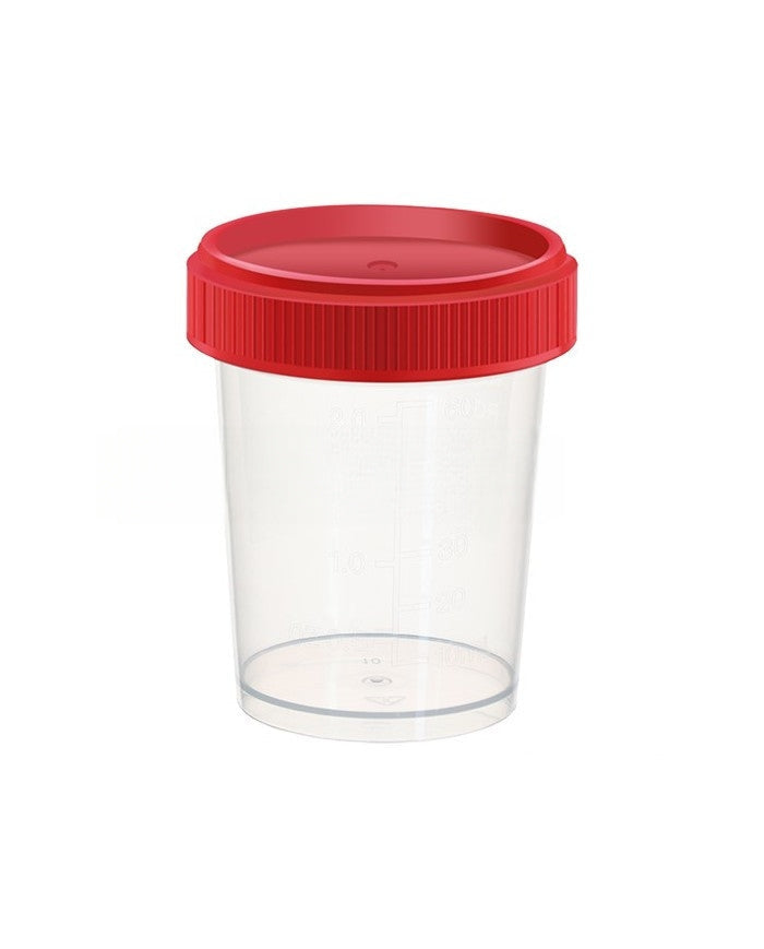 Caja de FRASCO ORINA con 500 unidades, tapa rosca, 60 ml envasado de Unidad- Aséptico - Esteril