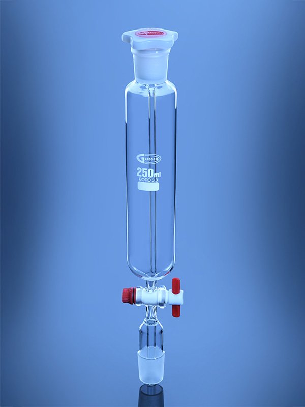 Embudo Cilindrico De Igualacion De Presion Con Llave De Teflon, 250 Ml, Ns29/32 Y 29/32