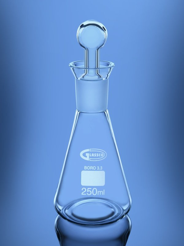 Matraz Erlermeyer 250 Ml Para Yodo, Ns 29/32, Con Tapa