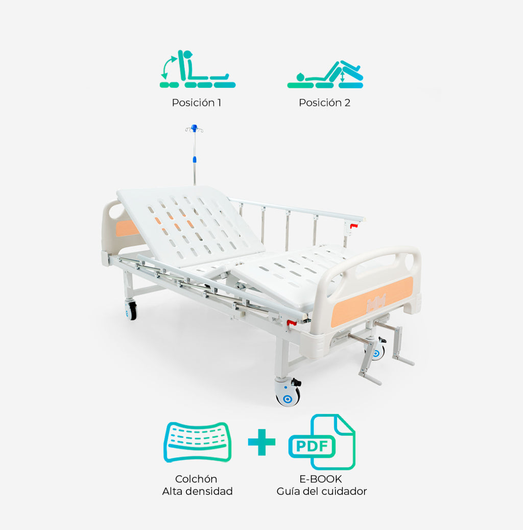 Catre Cama Clínica Manual 2 Posiciones Pro + Colchón