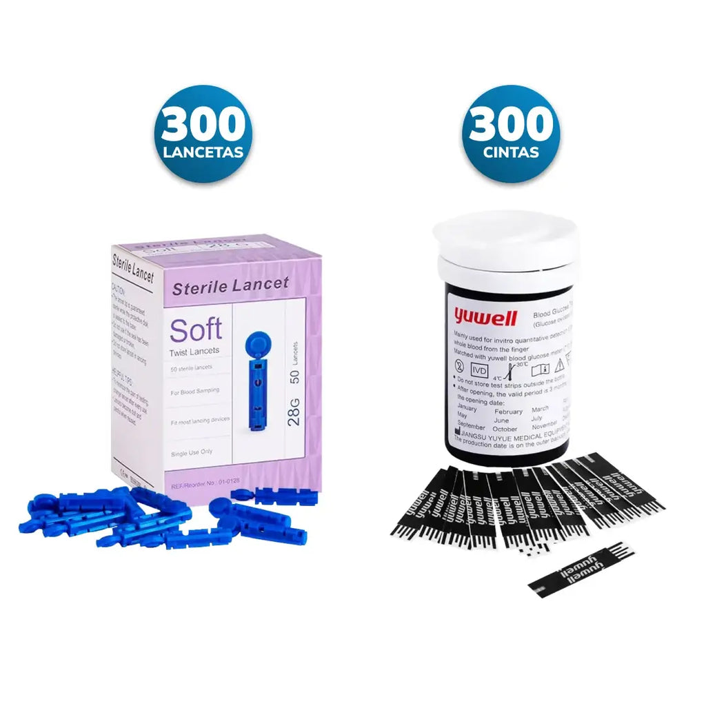 01 300 Lancetas + 300 Cintas