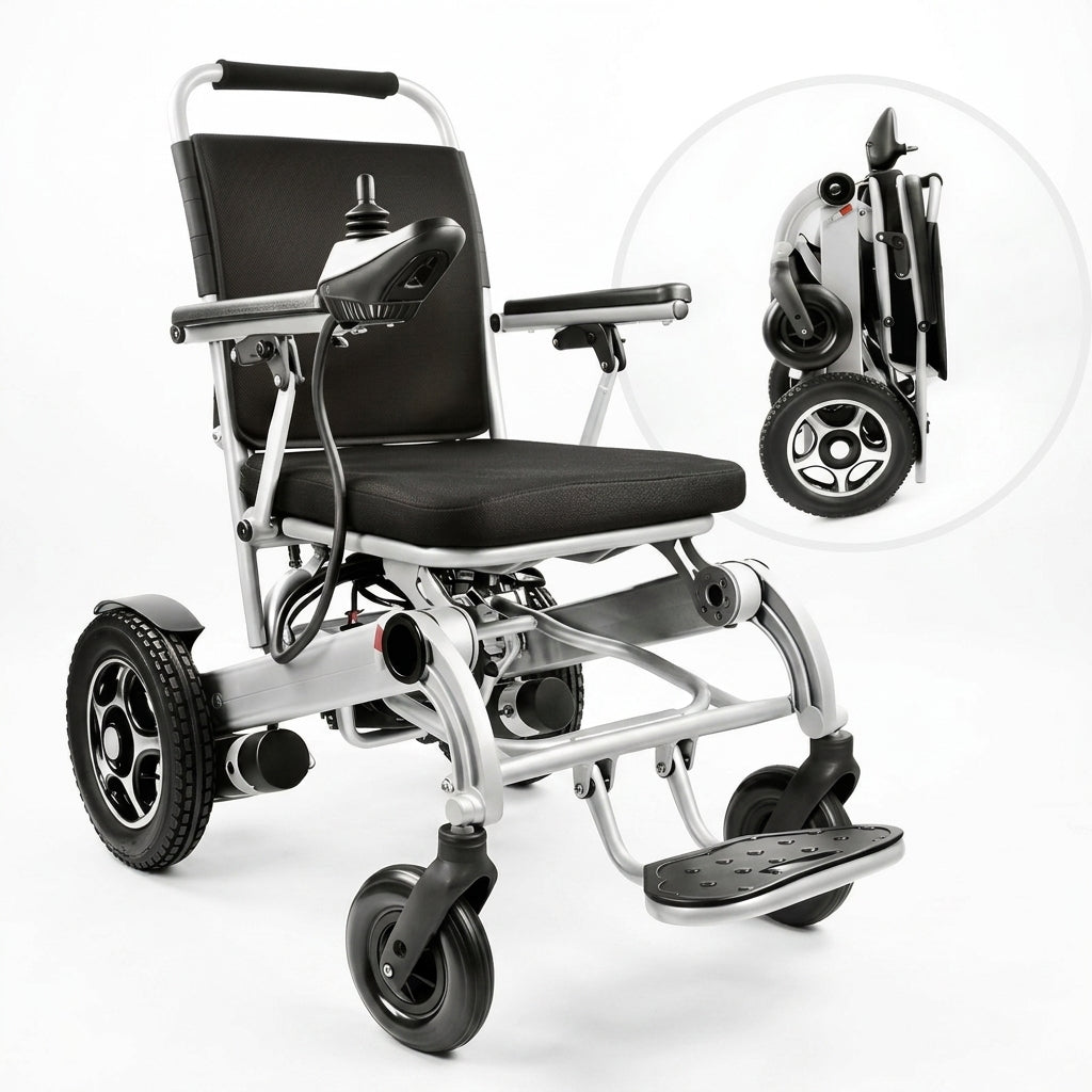 Silla de ruedas eléctrica plegada
