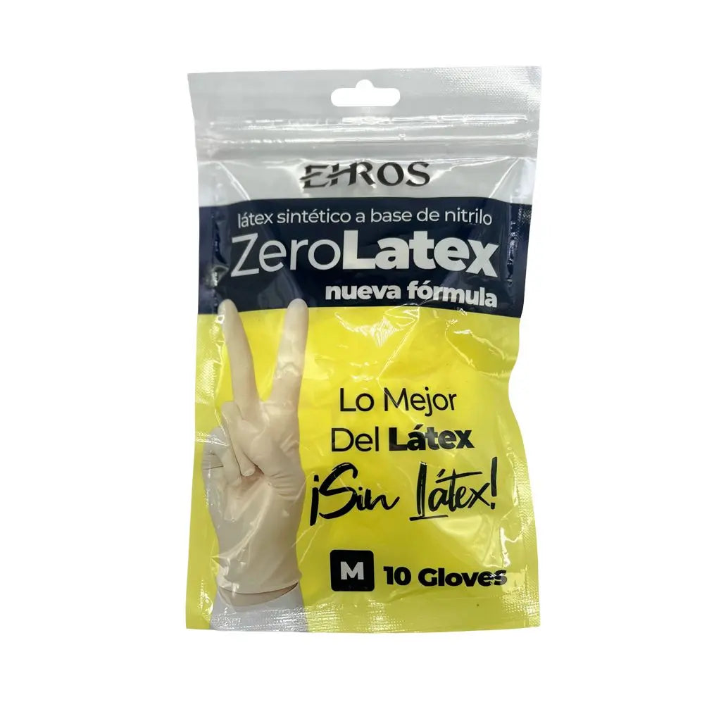Guantes de Nitrilo Zero látex Blanco natural x 10 Ehros