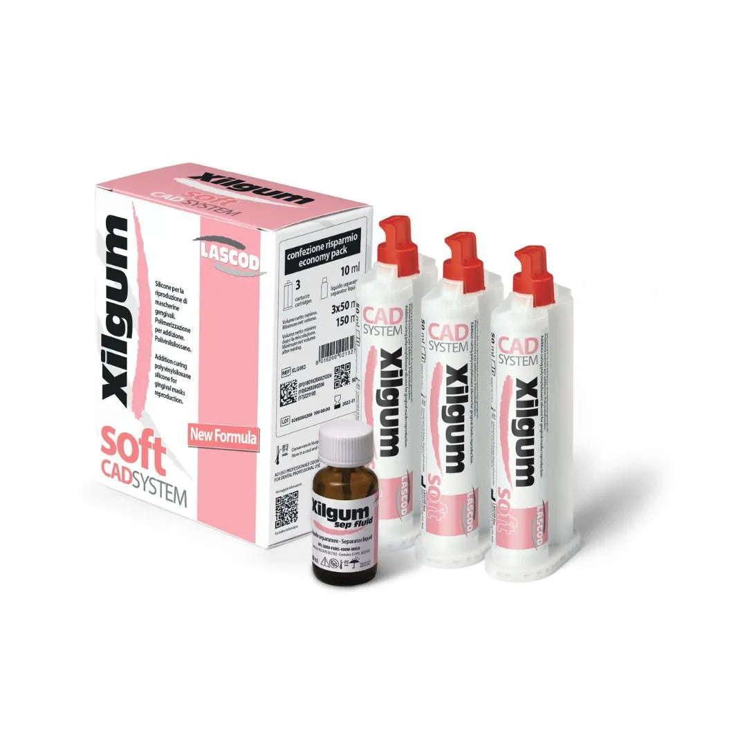 Kit Silicona Adición Reproducción gingival Encía artificial x 3 Xilgum Soft Economy pack Lascod