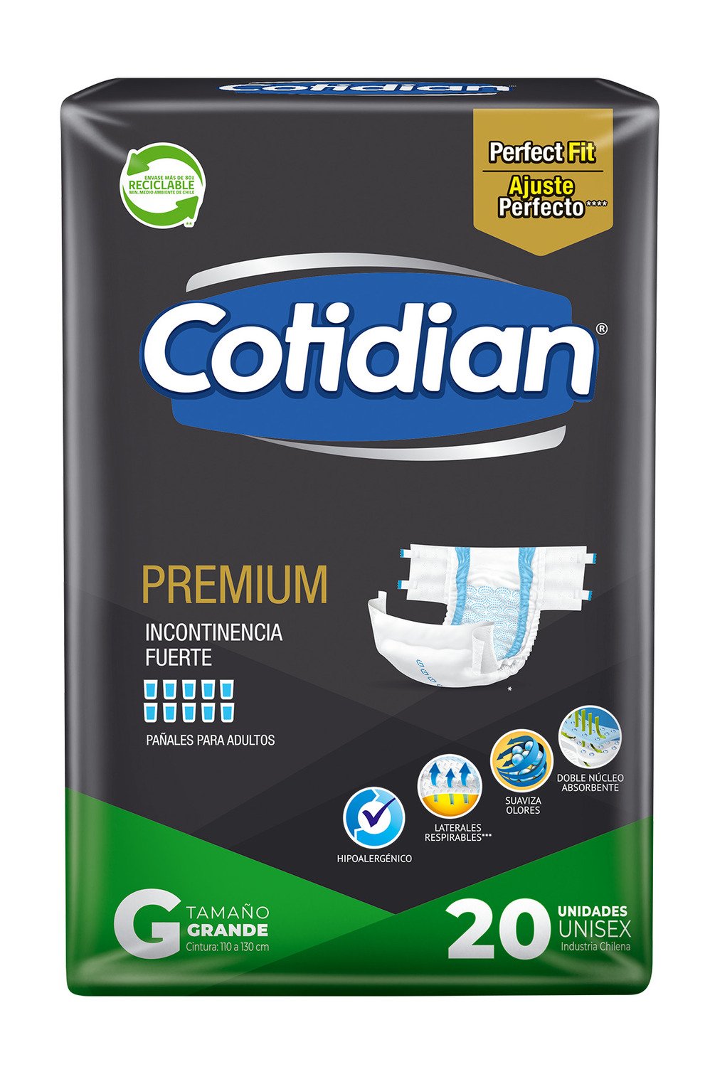 Pañal para Adulto Cotidian Premium Grande 20 Unidades - Imagen 1