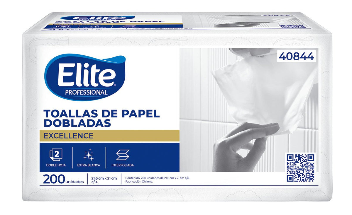 Toalla de Papel Elite Interfoliada Clinic 200 Unidades Doble Hoja - Imagen 1