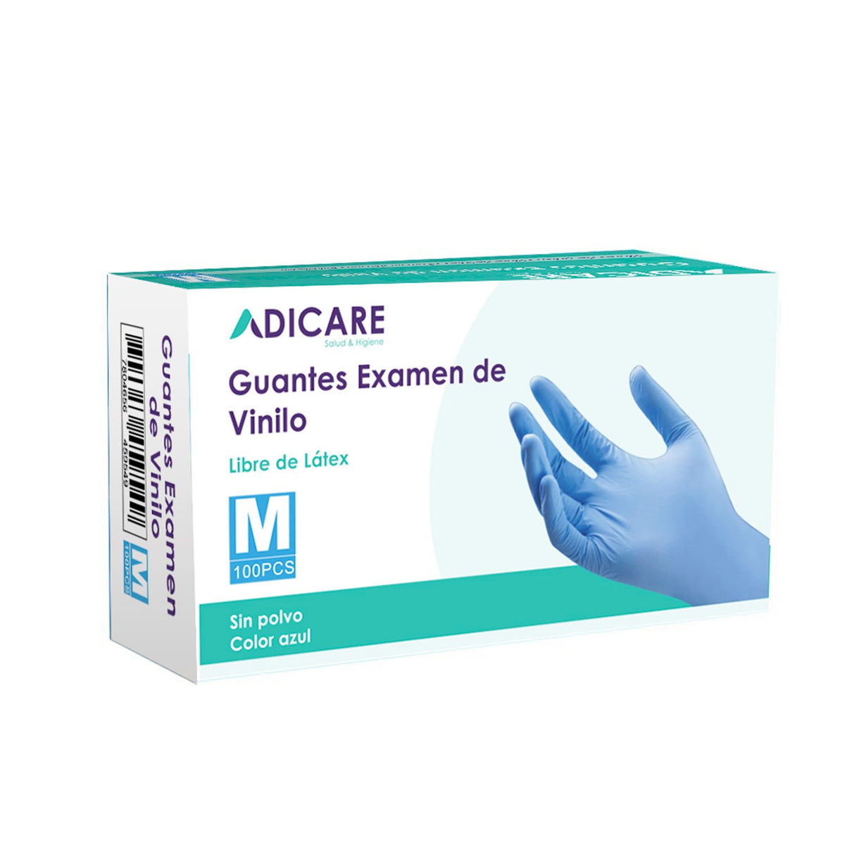 Guantes de Vinilo Adicare Examinación sin Polvo Talla M 100 Unidades Azul - Imagen 1