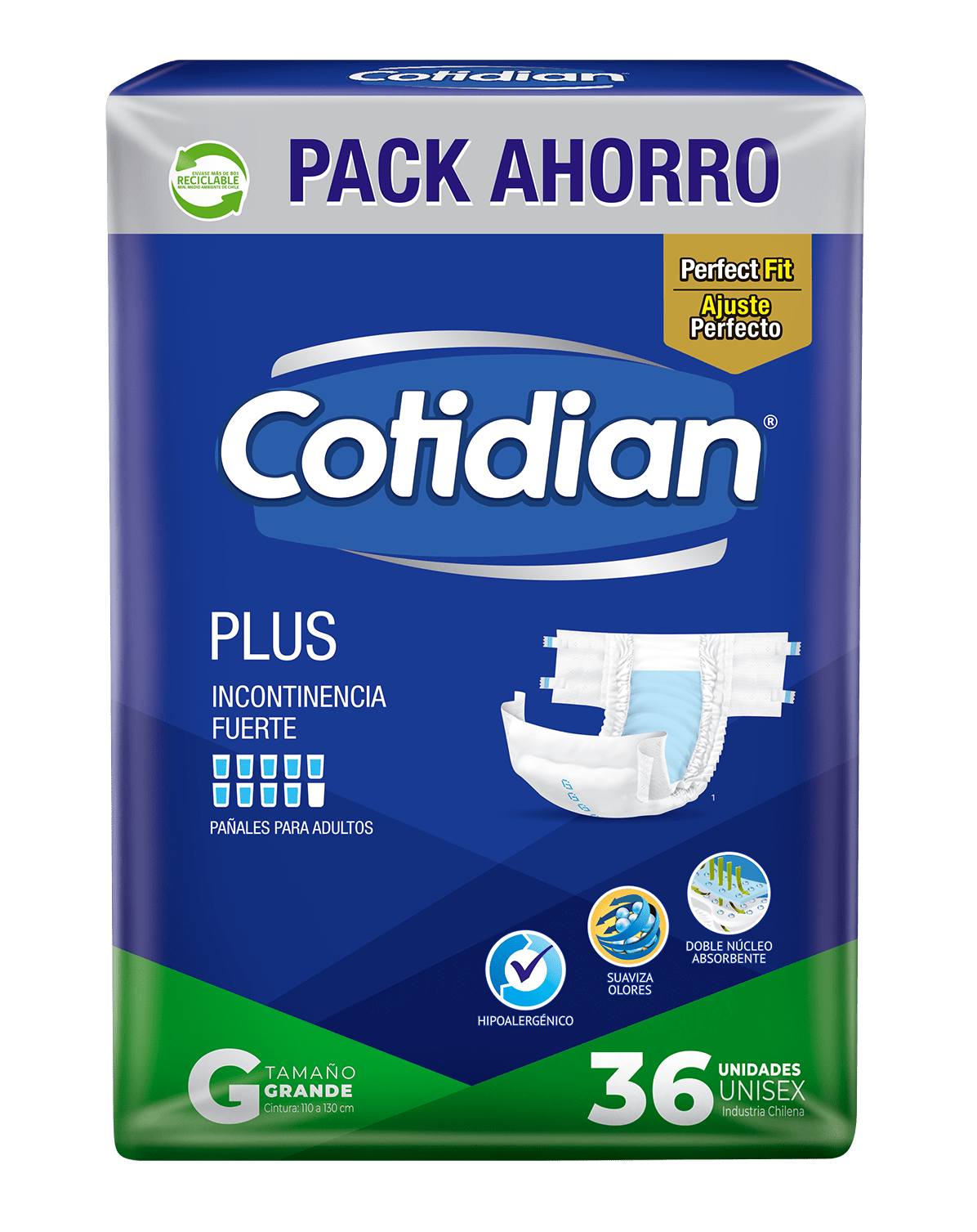 Pañal para Adulto Cotidian Plus G 36 Unidades - Imagen 1