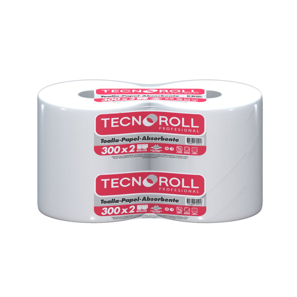 Toalla de Papel Tecnoroll Jumbo 2 Rollos 300 m Hoja Simple - Imagen 1