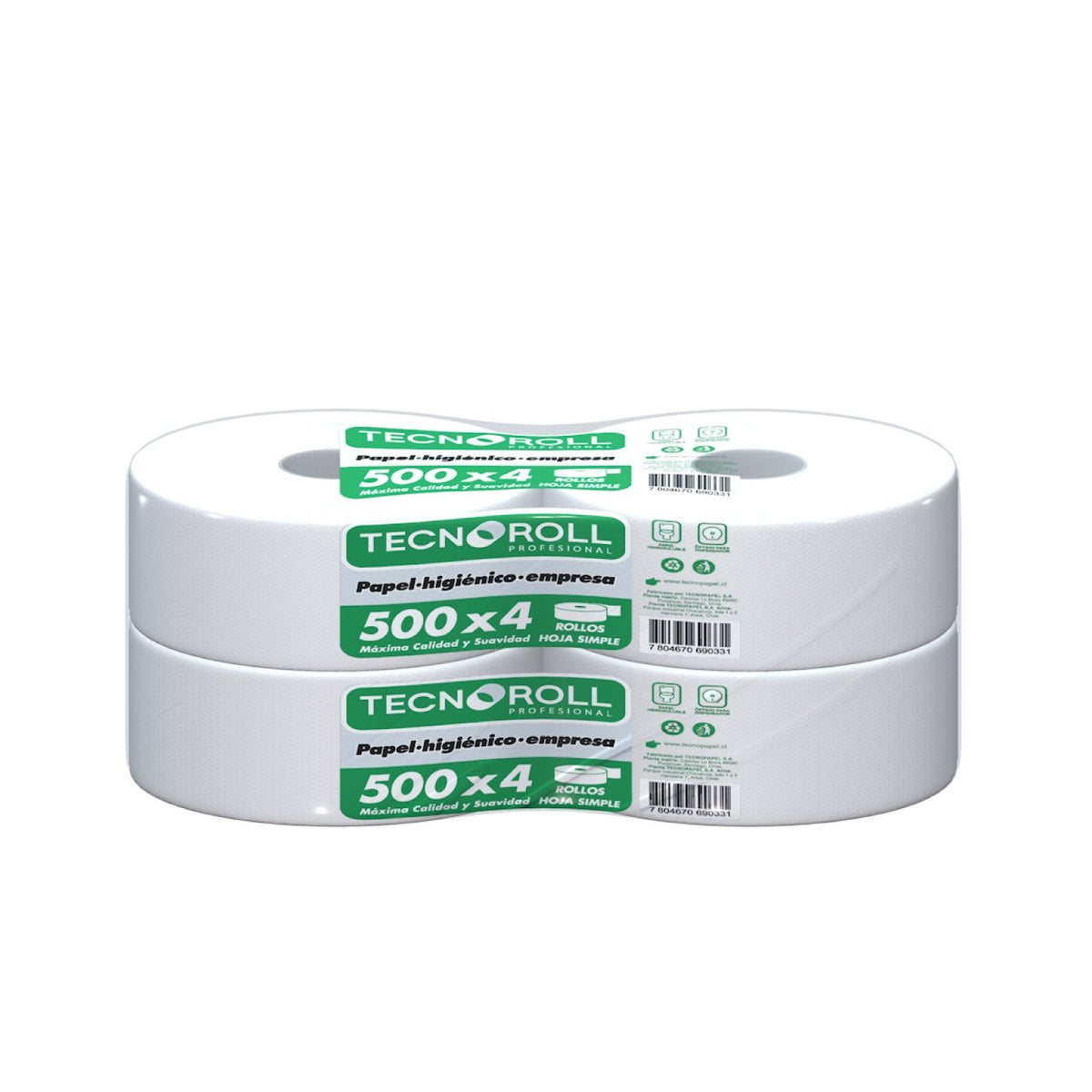 Papel Higiénico Tecnoroll Hoja Simple 4 Rollos 500 m - Imagen 1