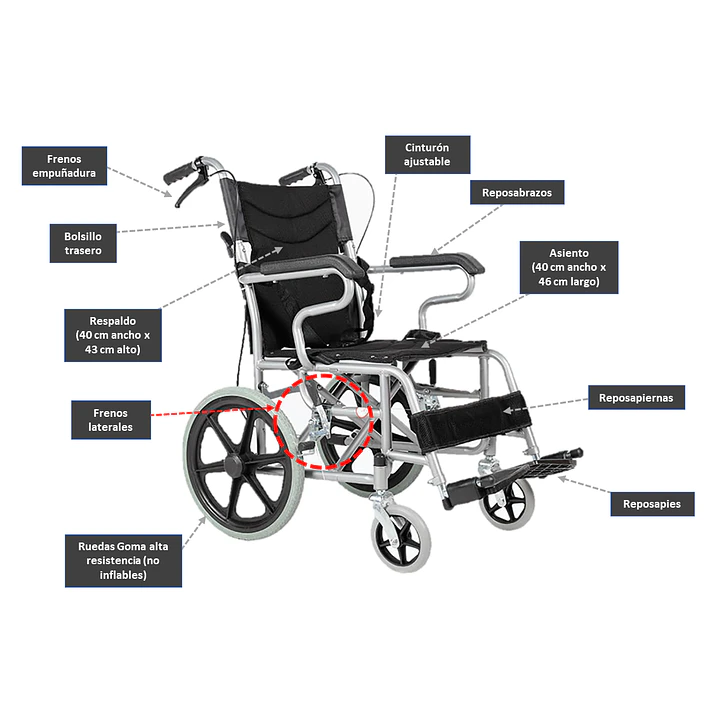 Silla de Ruedas Geriátrica Plegable 6