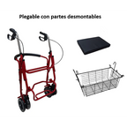 Andador Otopédico Plegable 4 Ruedas Asiento Canasto 5