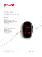 Especificaciones Técnicas Oxímetro de Pulso Yuwell YX103
