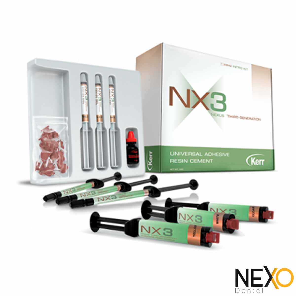 Kit Cemento Resina  Nx3 (3 x 5 grs  Dual Clear, Bleach, Amarillo / 3 x 1.8 grs Foto Clear) - KERR