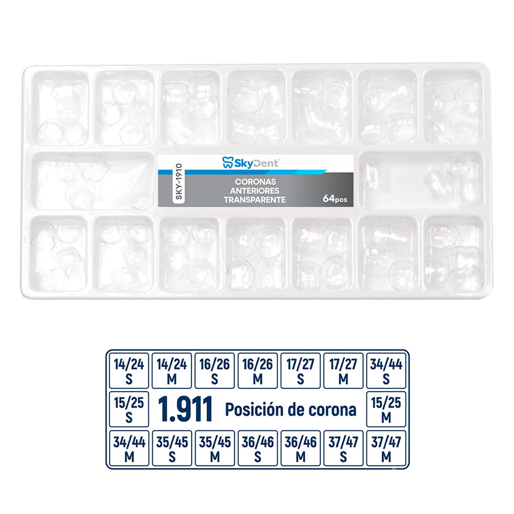 CORONAS DE CELULOIDE TRANSPARENTES PARA ANTERIORES SKYDENT