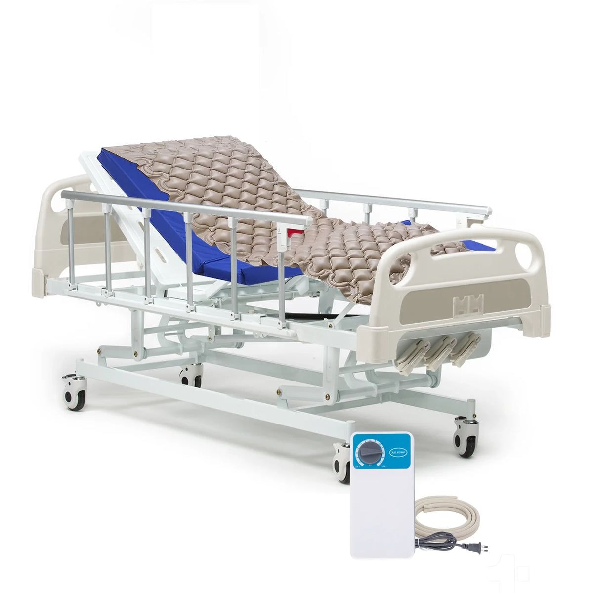 Catre Clínico Manual 3 Funciones con Colchón Clínico y Antiescara - TOPMEDIC
