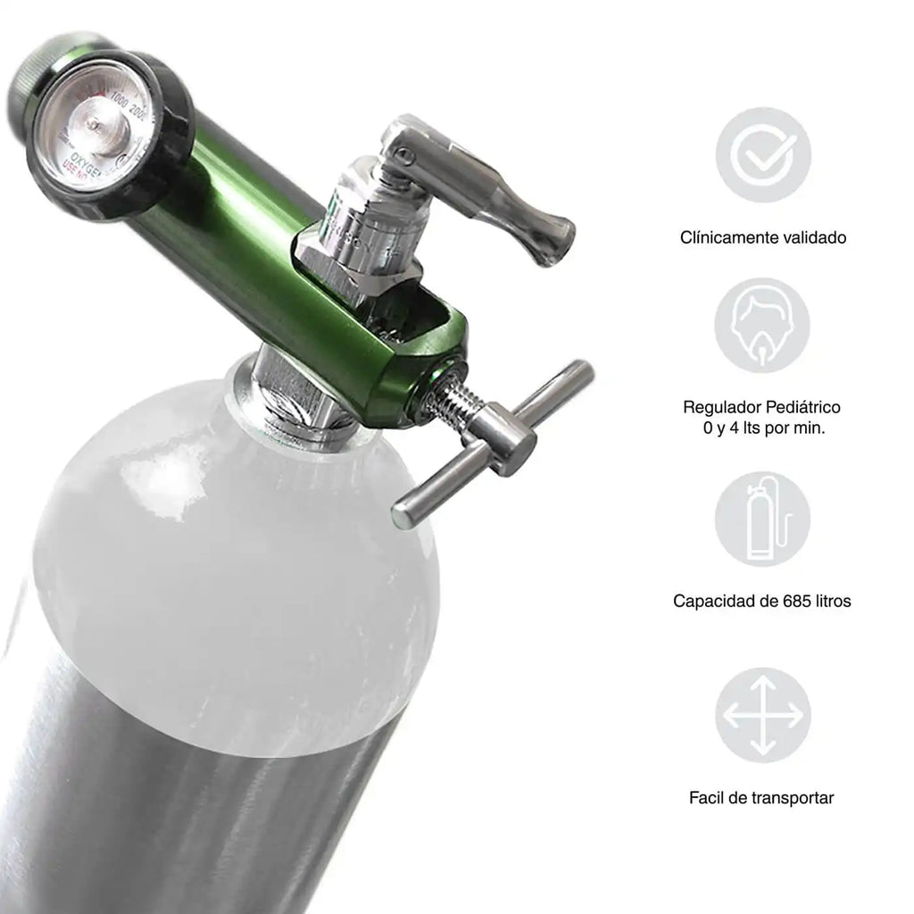 Cilindro Oxígeno con Regulador Pediátrico 685 Litros - TOPMEDIC