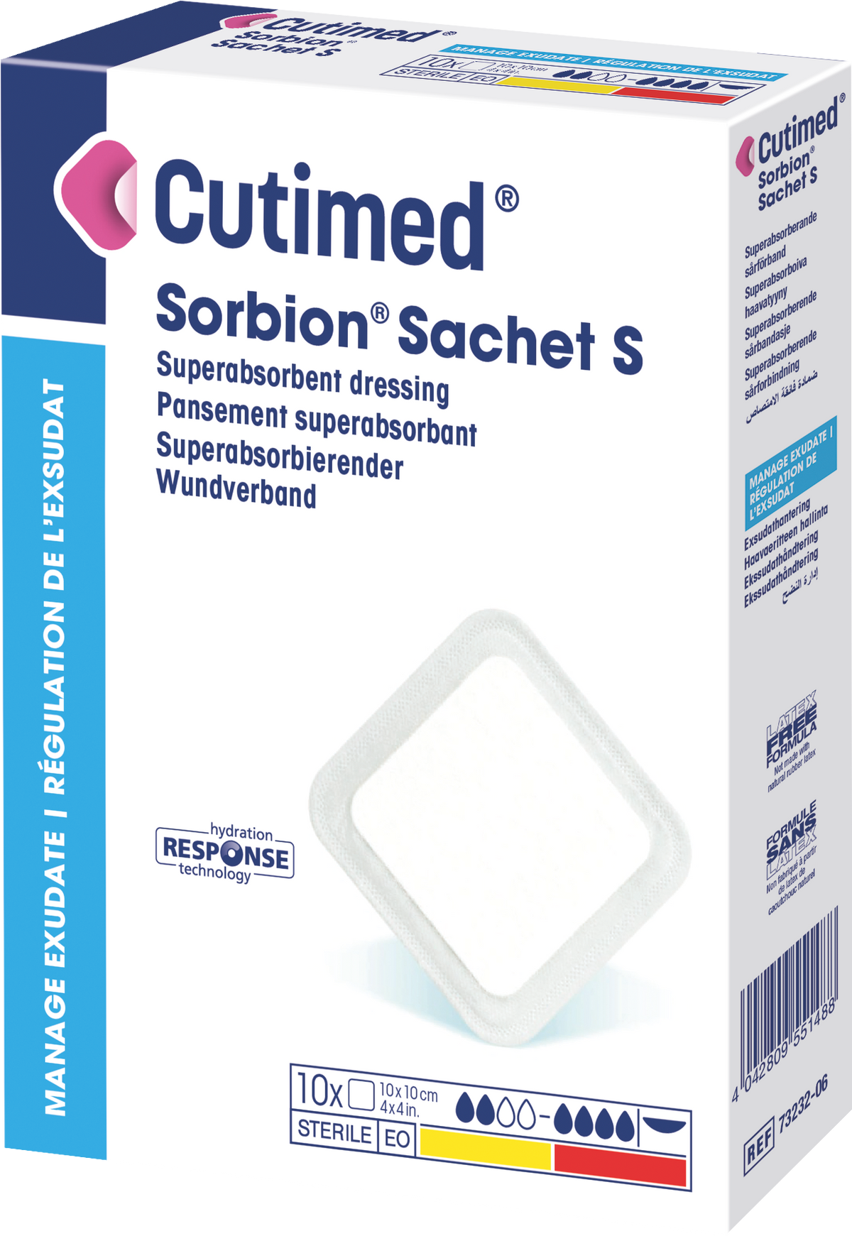 Cutimed_Sorbion-Sachet-S_10x10cm-Base-3D_Packshot-side-Right
