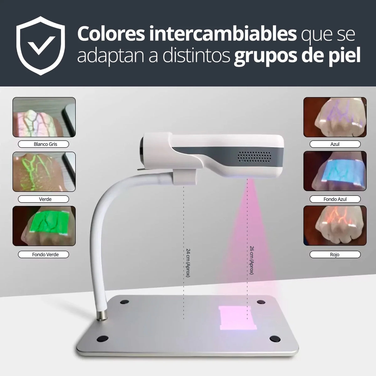 Detector Localizador de Venas Sinohero + Base de Acero