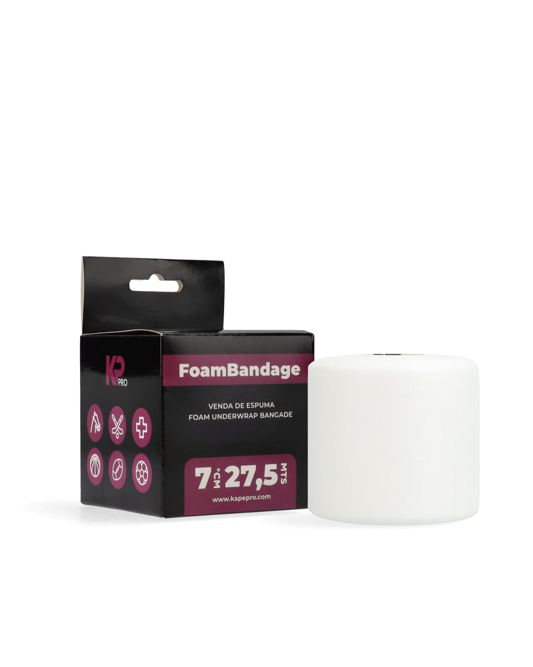 Pretape / Prevendaje Deportivo KP Pro – Espuma de Poliuretano 7 cm. x 27,5 mts.