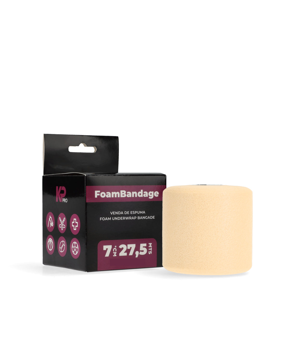 Pretape / Prevendaje Deportivo KP Pro – Espuma de Poliuretano 7 cm. x 27,5 mts.