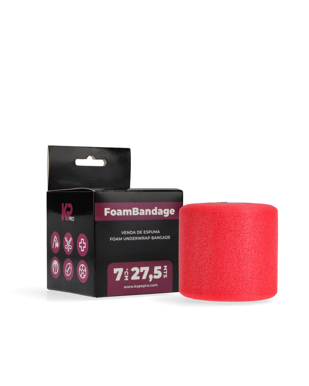 Pretape / Prevendaje Deportivo KP Pro – Espuma de Poliuretano 7 cm. x 27,5 mts.