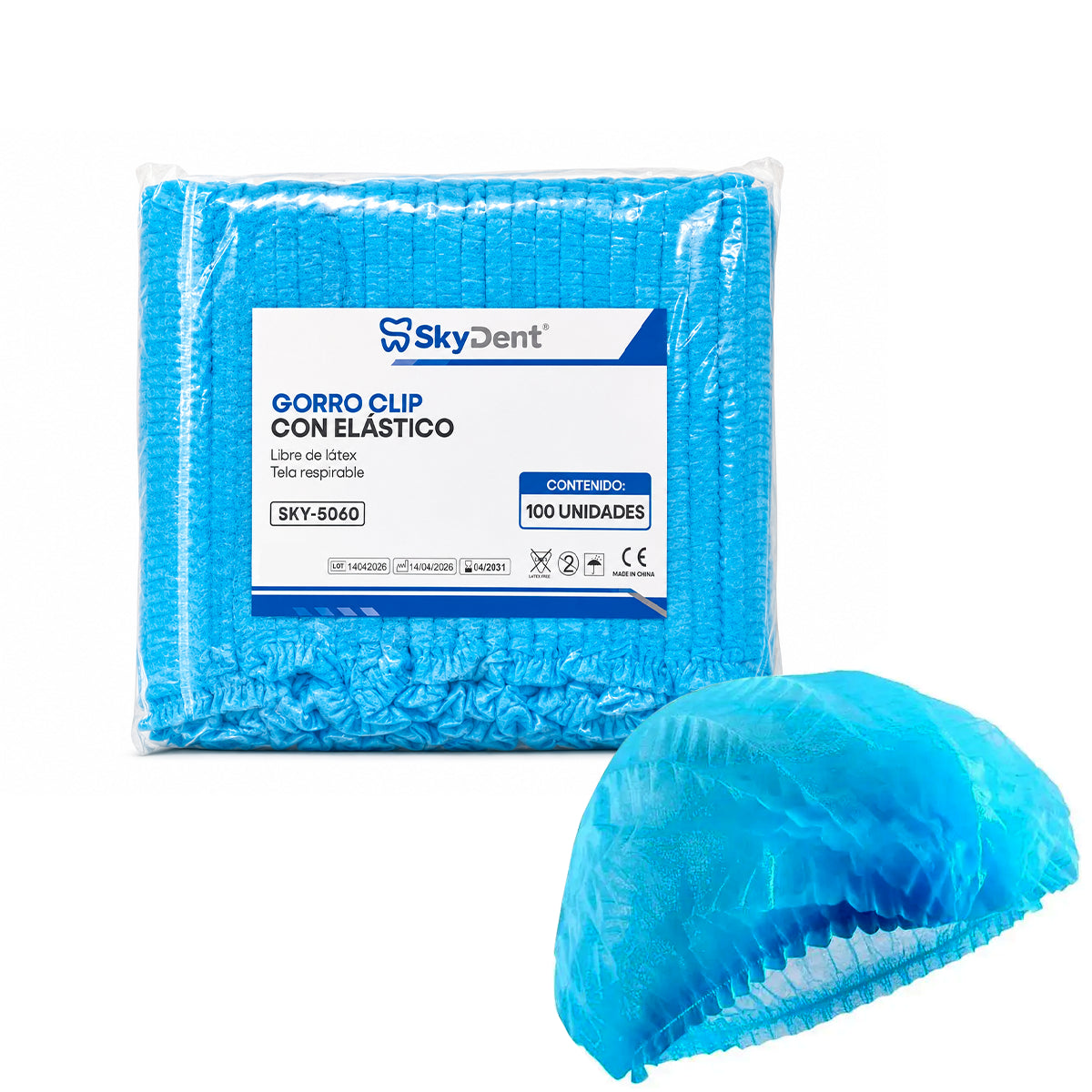 GORRO CLIP SKYDENT BOLSA CON 100 UN CELESTE