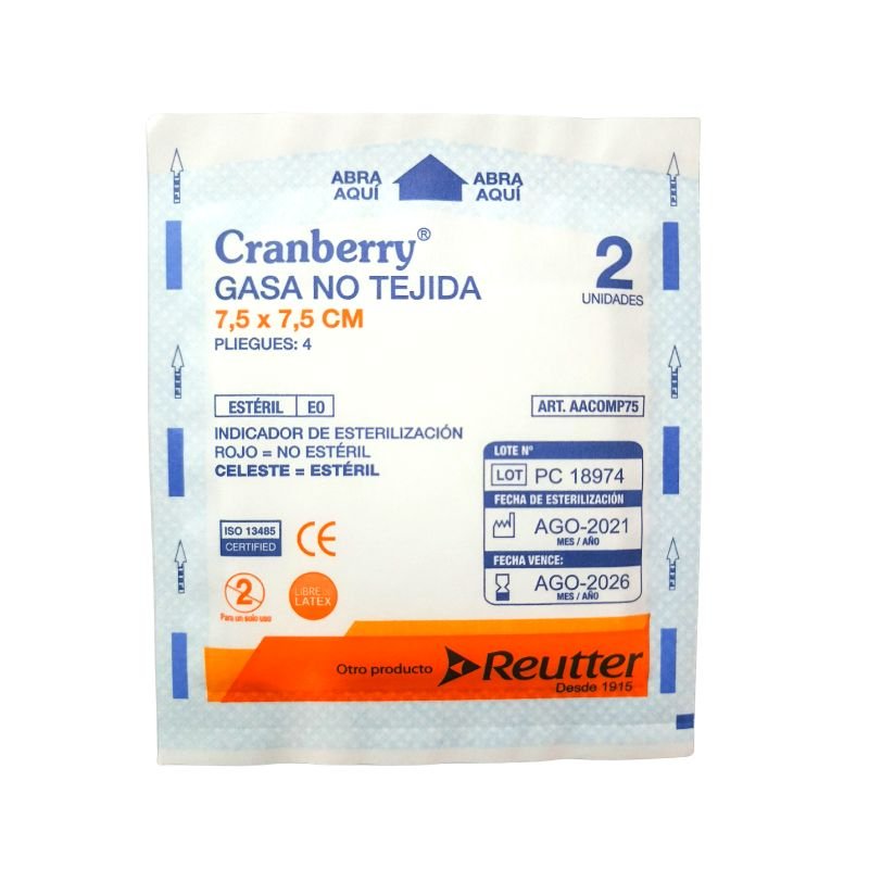 Gasa estéril no tejida Cranberry sobre individual sellado — unidad estéril para apósito primario