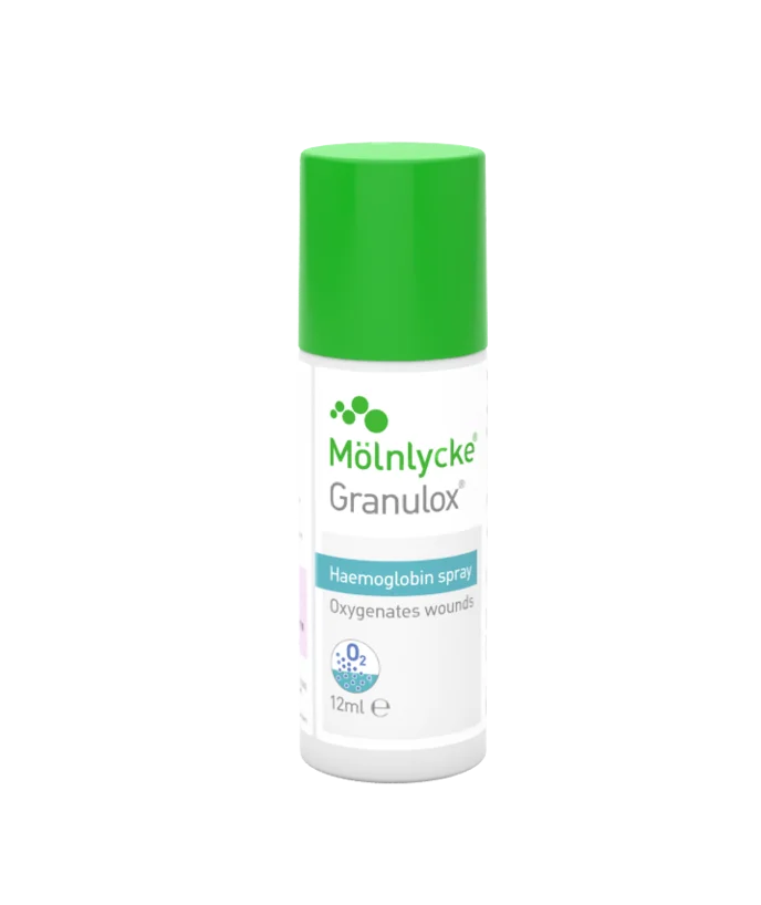 Spray de Granulox con hemoglobina para la cicatrización acelerada de heridas crónicas.