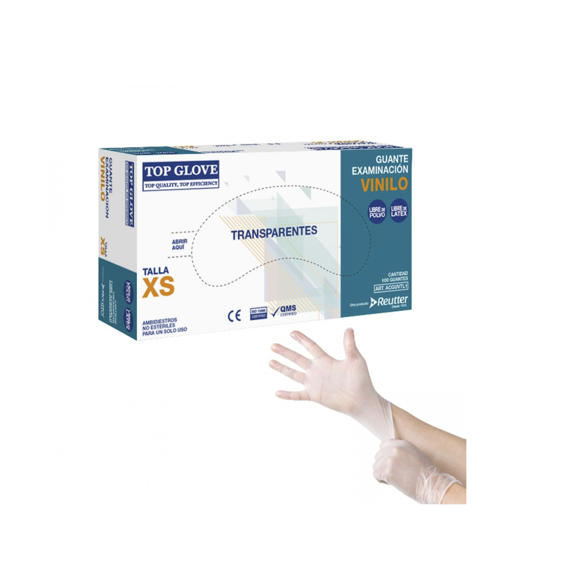 Guantes desechables de Examen Vinilo Blanco Libre polvo tressor Top Glove