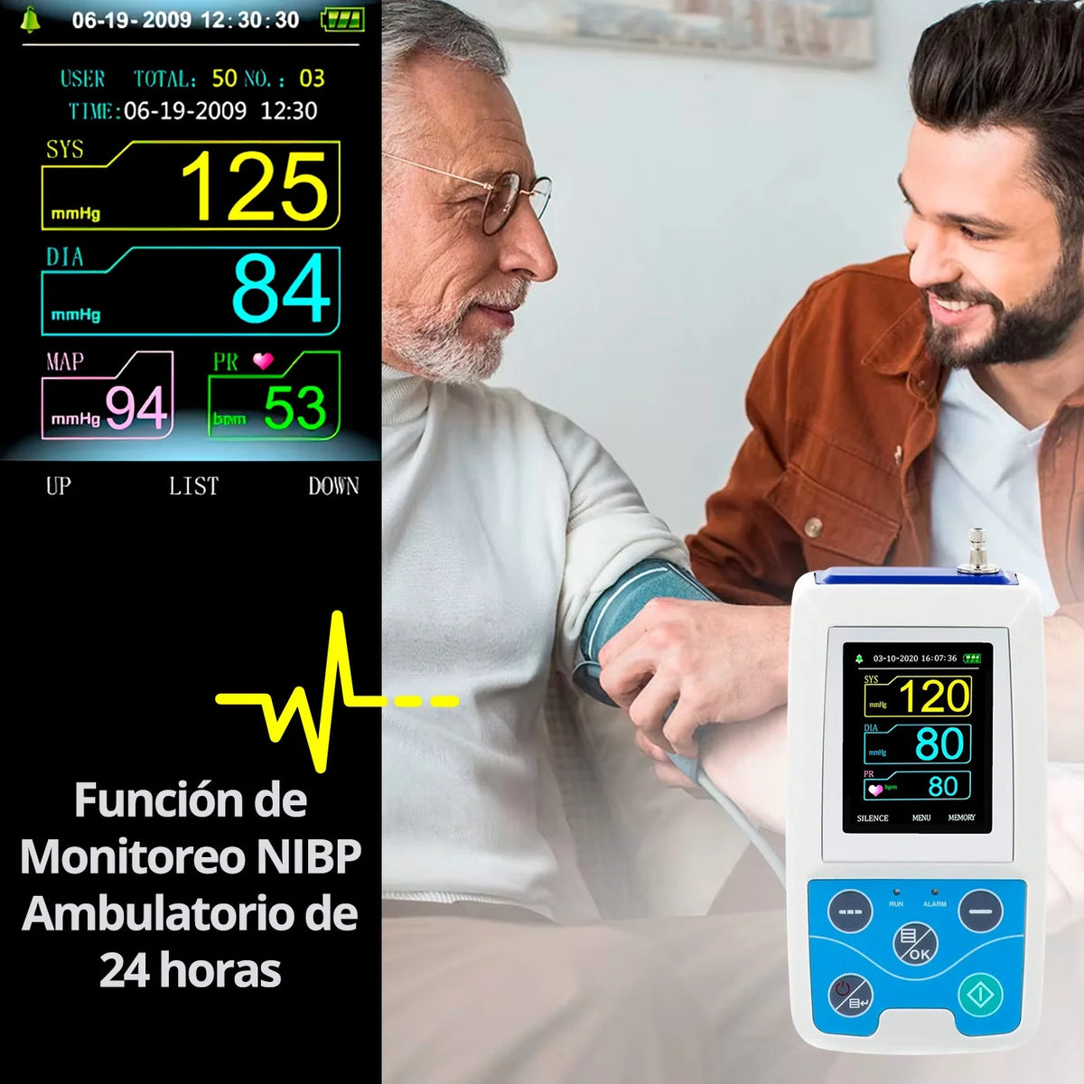 Holter de Presión Arterial Contec ABPM50 · Adulto, Pediátrico y Neonatal · Conector Metálico