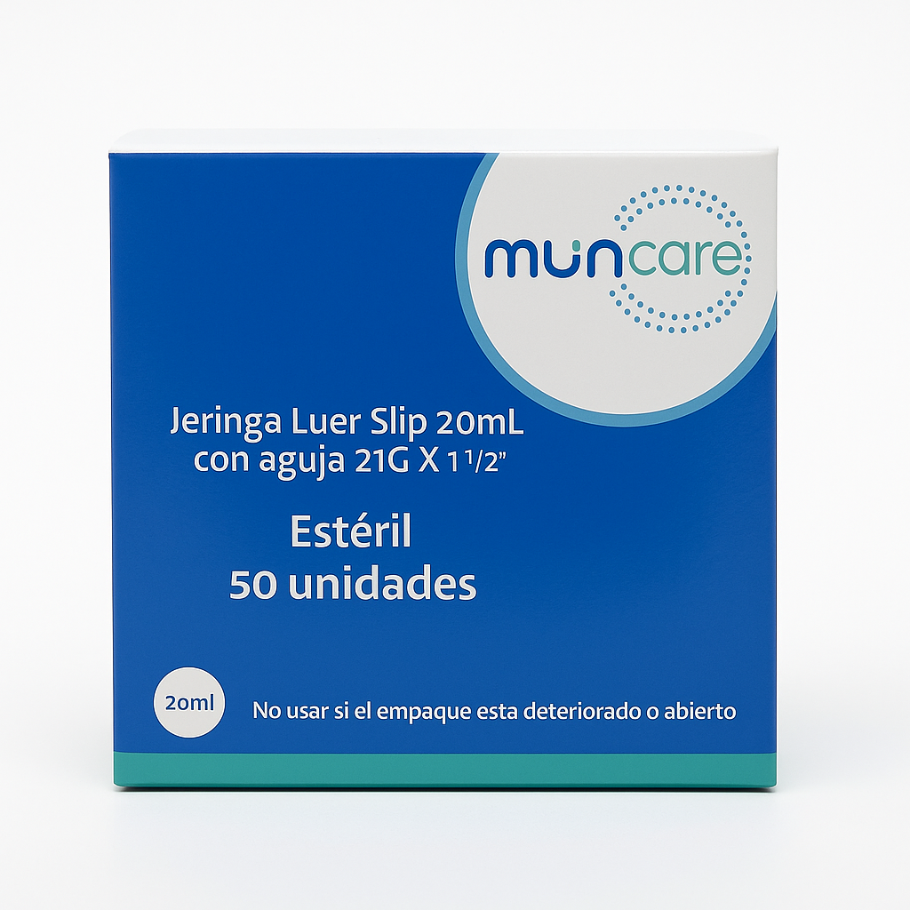 Jeringa Muncare Luer Slip 20ML con Aguja - Unidad