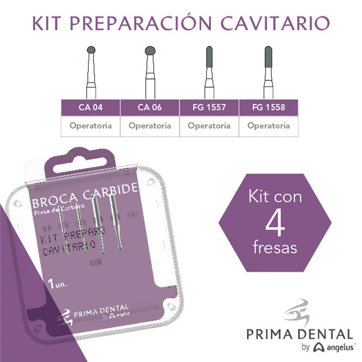 KIT DE FRESAS PARA PREPARACION CAVITARIA PRIMA DENTAL
