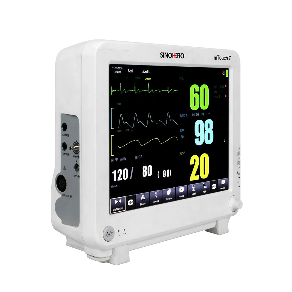 Monitor Multiparámetros Sinohero mTouch 7 - 2IBP, ETCO2, ECG, SPO2, FC, NIBP, TEMP, FR y Batería Recargable