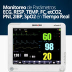 Monitor Multiparámetros Sinohero mTouch 7 - 2IBP, ETCO2, ECG, SPO2, FC, NIBP, TEMP, FR y Batería Recargable