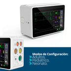onitor médico con pantalla intuitiva. Sinohero PSM1 ofrece visualización clara de ECG, SPO2, FC, NIBP, TEMP y FR.