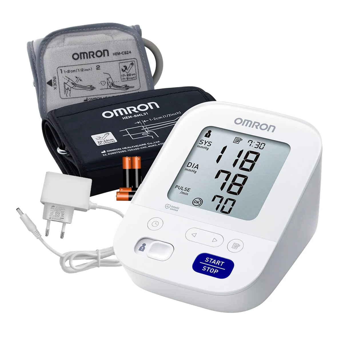 Toma Presión Omron 7154 + Bzte Adulto y Pediátrico + Adaptador Eléctrico