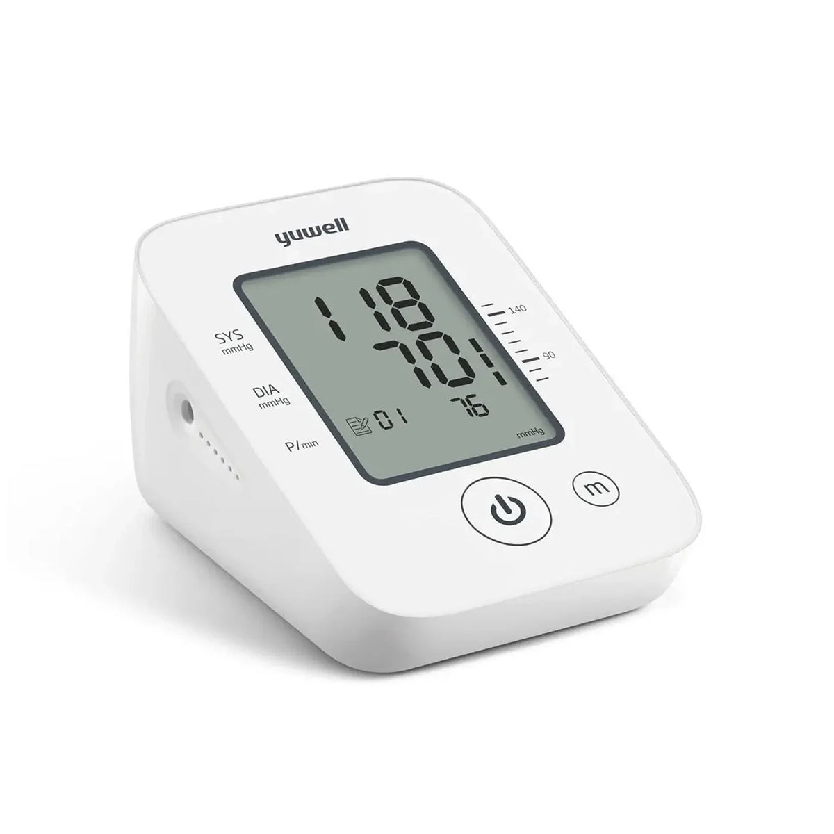 Medidor de presión arterial Yuwell YE660D con detección de latidos irregulares y memoria para 90 registros.
