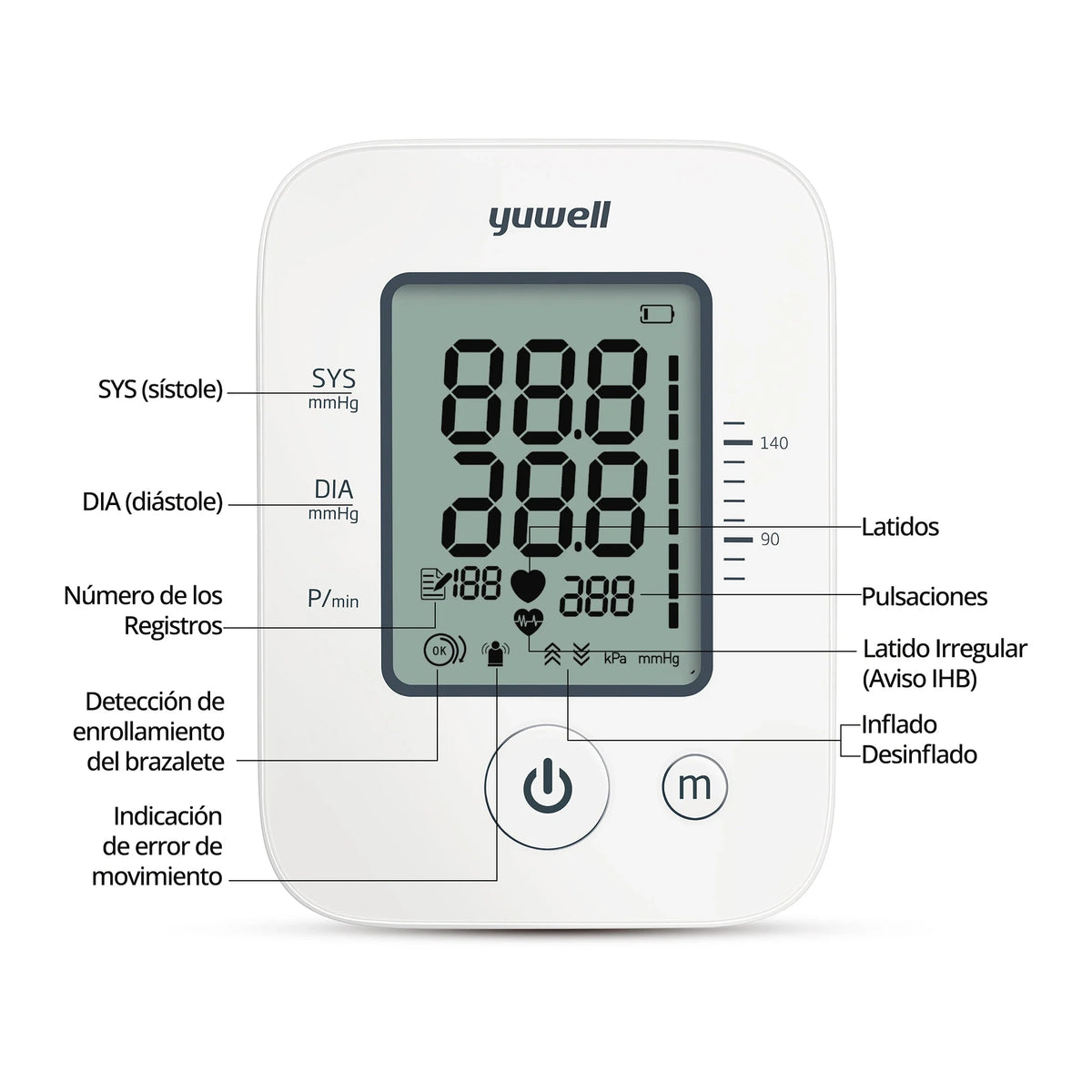 Toma Presión Yuwell YE660D con Indicador de Voz