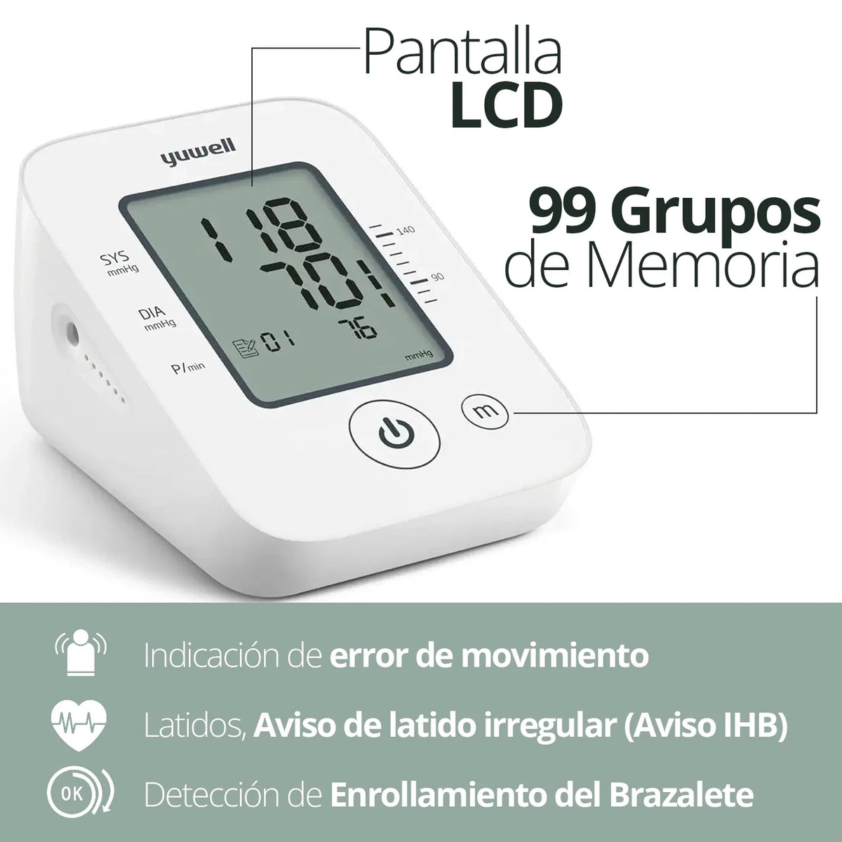 Toma Presión Yuwell YE660D con Voz + Bzte Adulto y Pediátrico
