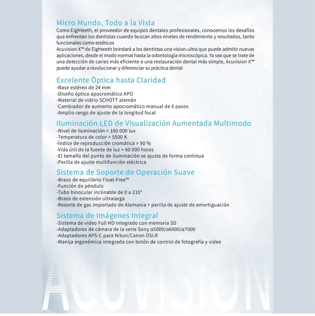 MICROSCOPIO DENTAL ACUVISION X - EIGHTEETH - Parejalecarosch